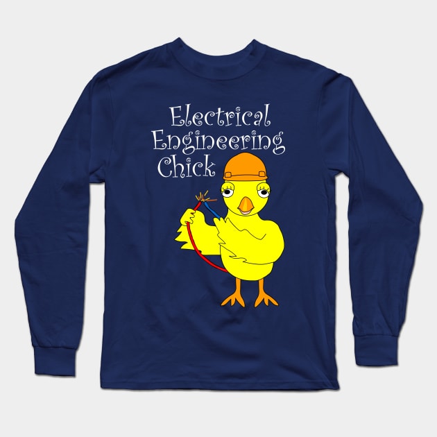 Electrical Engineering Chick White Text Long Sleeve T-Shirt by Barthol Graphics